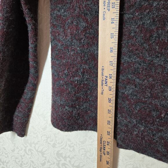 Carole Little Cardigan sz XL Burgandy Gray Heather Chunky One Button - Picture 12 of 13